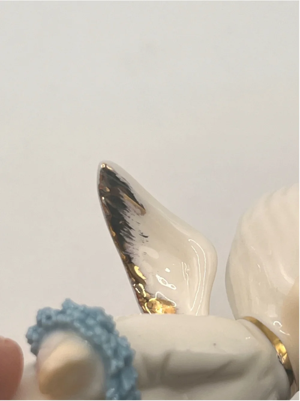 2 Vintage Ceramic Angel Christmas Ornaments Sleeping Blue Pink Japan Mid Century